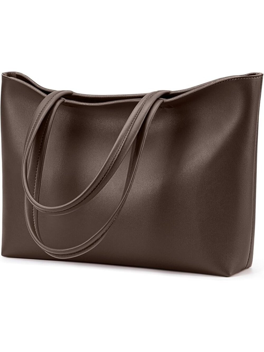 Women's Coffee Faux Leather Zipper Pocket Imported Shoulder Bag Handbag